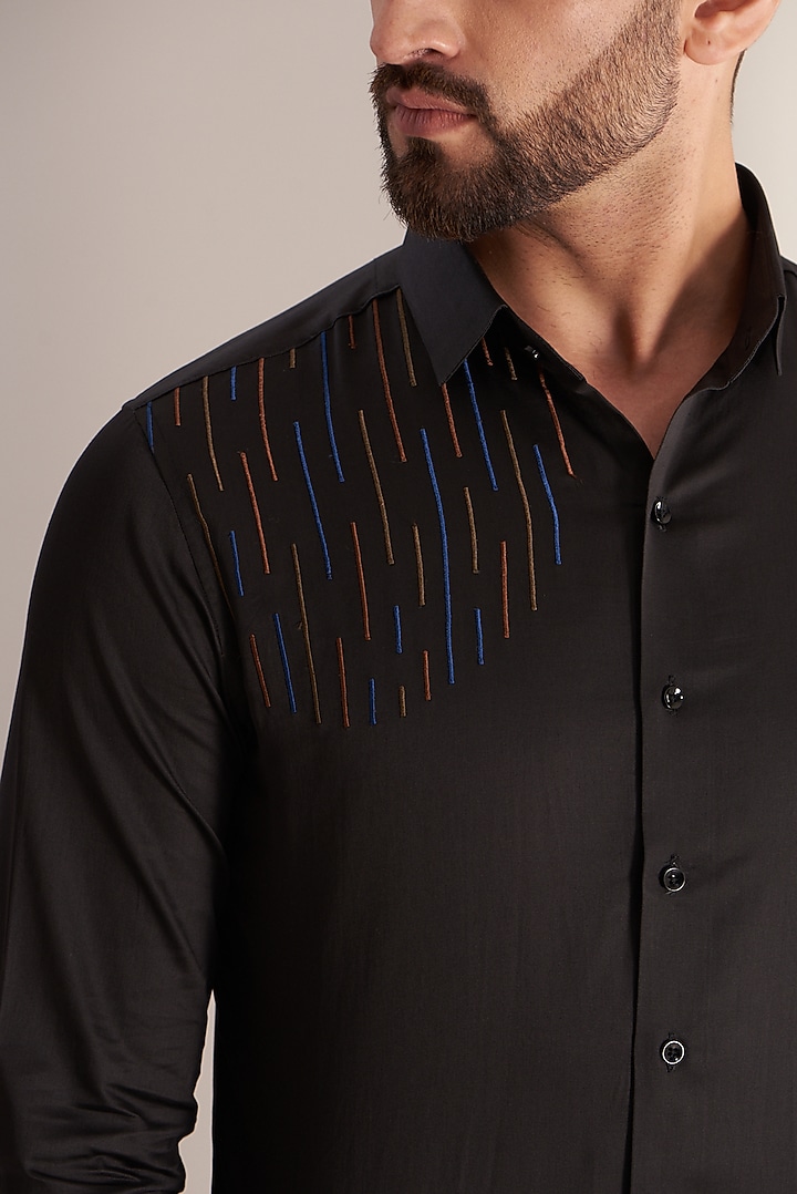 Dark Grey Cotton Party Wear Shirt by SEVENDC MEN at Pernia's Pop Up Shop