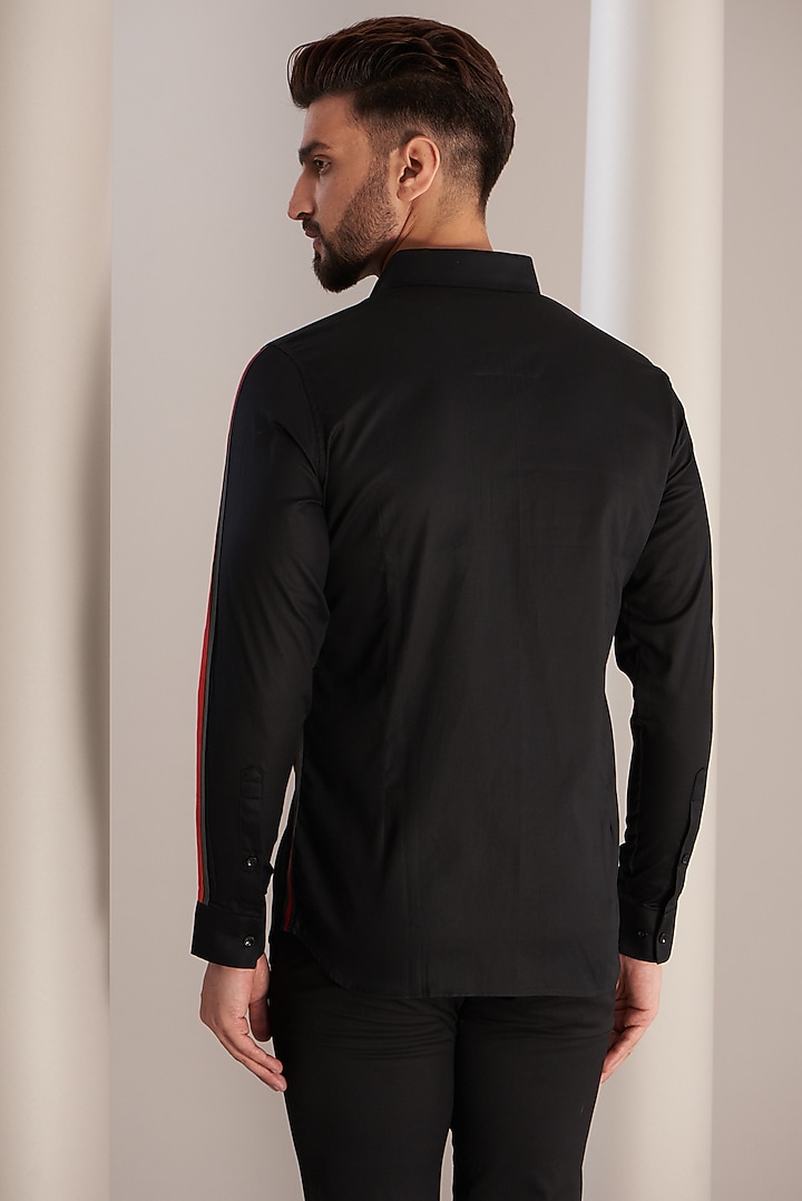 Black Cotton Textured Summer Shirt by SEVENDC MEN at Pernia's Pop Up Shop