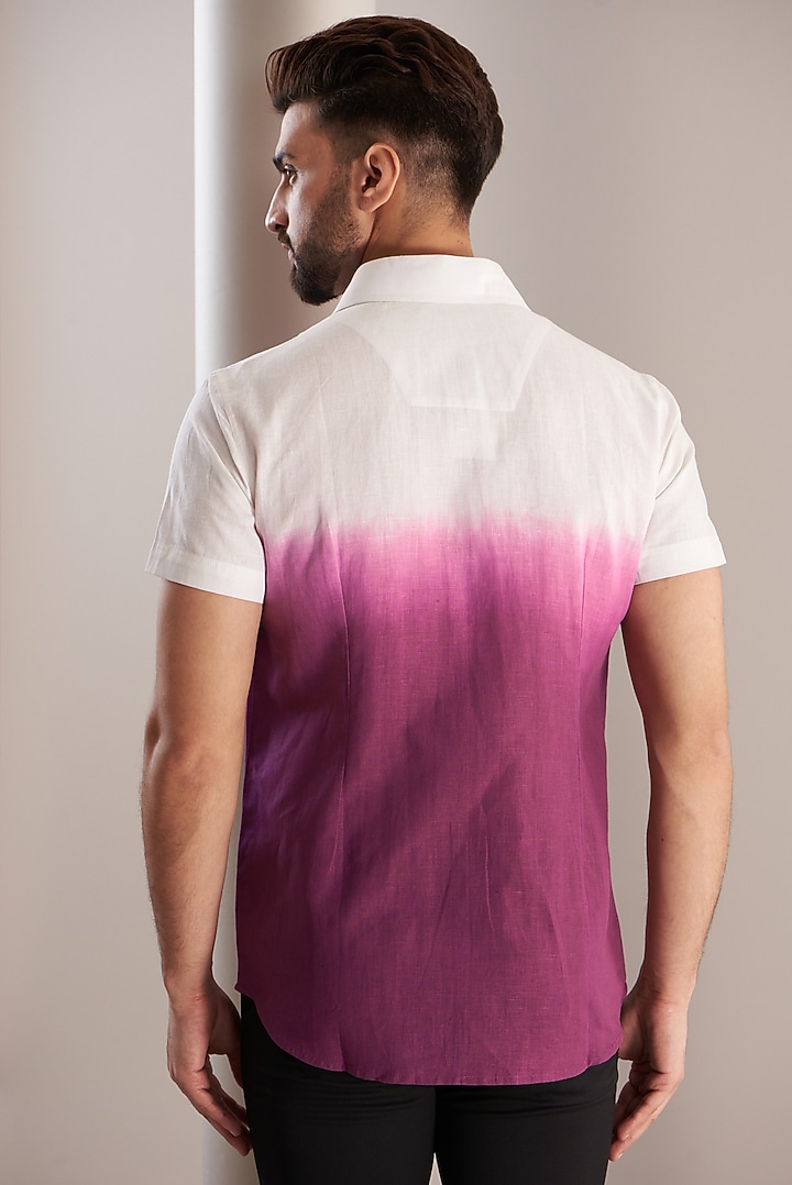 Indigo Ombre Cotton Linen Party Wear Shirt by SEVENDC MEN at Pernia's Pop Up Shop