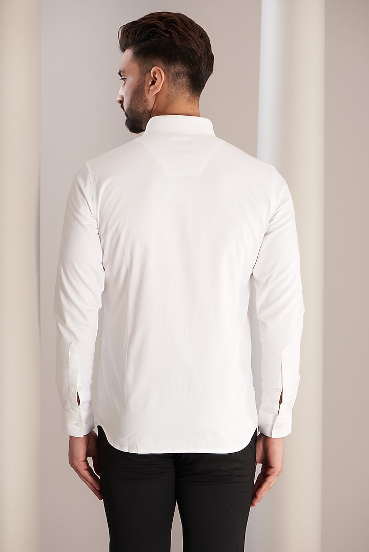 White Cotton Party Wear Shirt by SEVENDC MEN at Pernia's Pop Up Shop