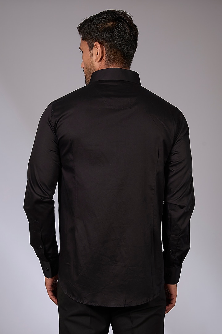 Black Cotton Party Wear Shirt by SEVENDC MEN at Pernia's Pop Up Shop
