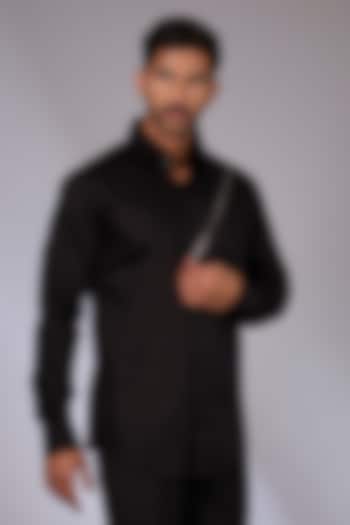 Black Cotton Shirt by SEVENDC MEN