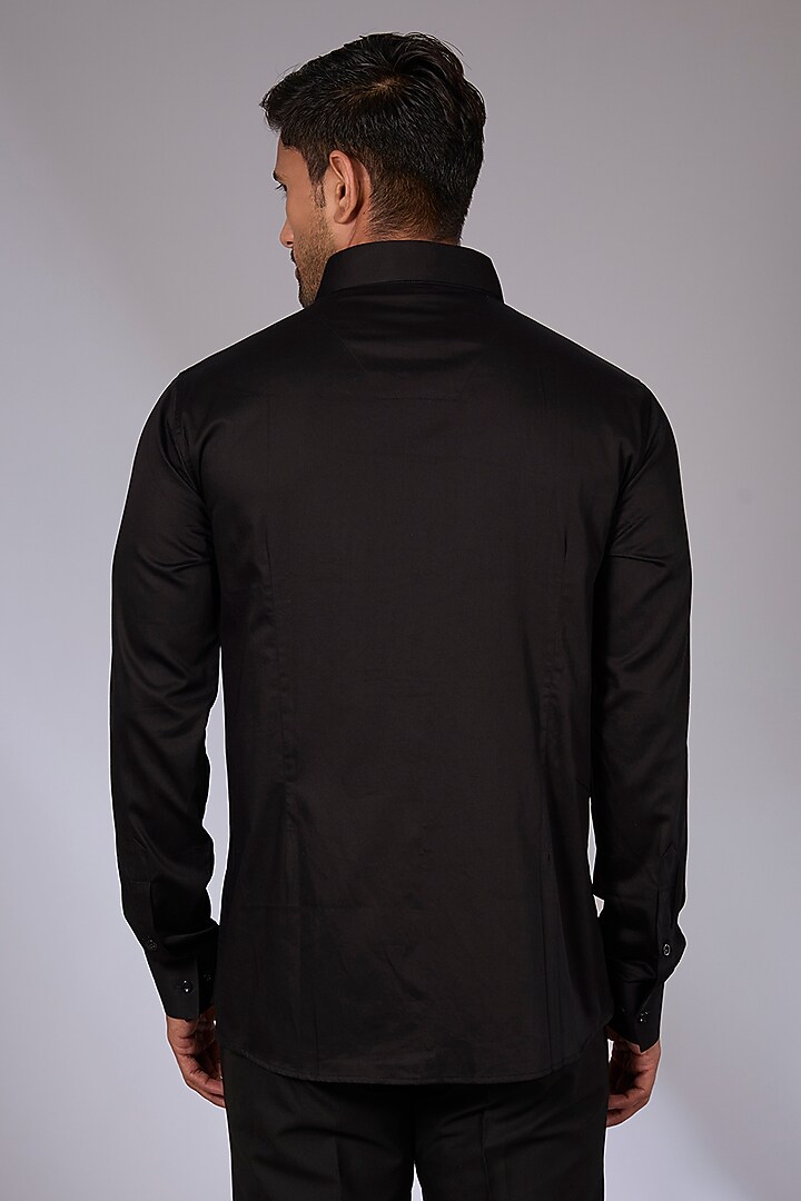 Black Cotton Party Wear Shirt by SEVENDC MEN at Pernia's Pop Up Shop