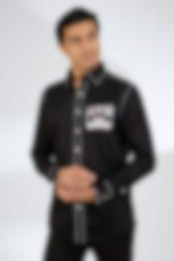 Black Cotton Shirt by SEVENDC MEN at Pernia's Pop Up Shop