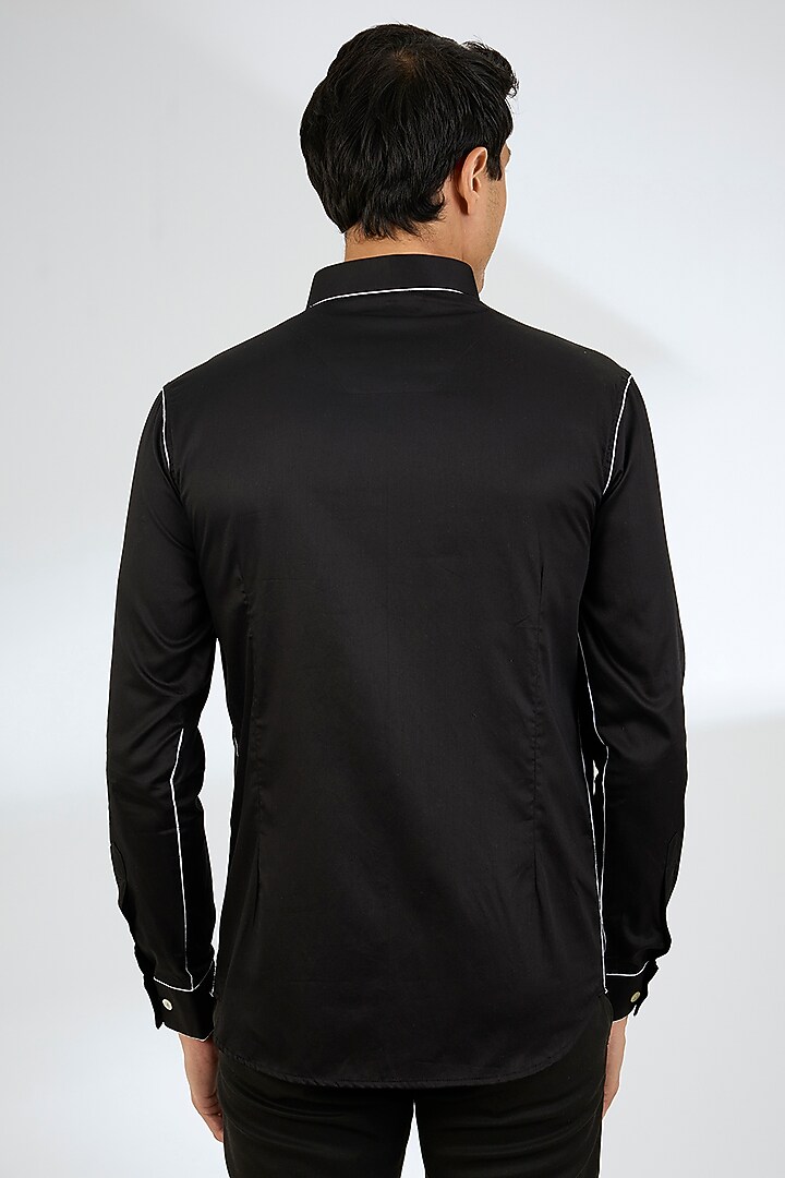 Black Cotton Shirt by SEVENDC MEN at Pernia's Pop Up Shop