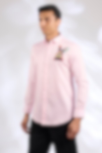Pink Cotton Rabbit Motif Shirt by SEVENDC MEN