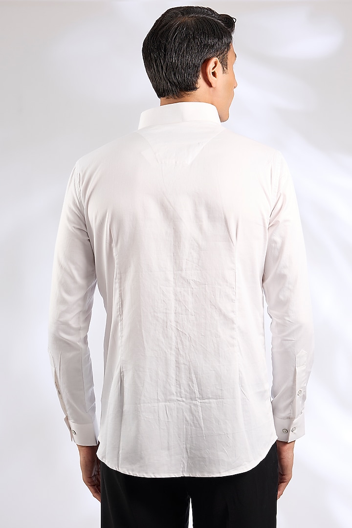 White Cotton Car Motif Party Wear Shirt by SEVENDC MEN at Pernia's Pop Up Shop
