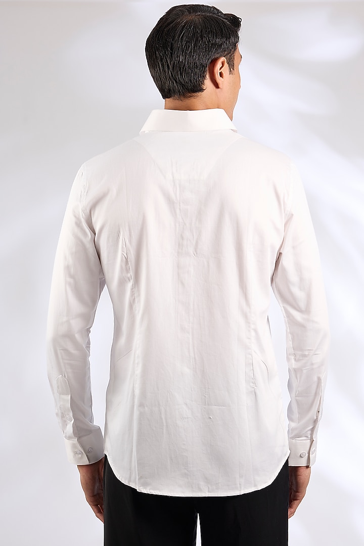 White Cotton Reindeer Motif Party Wear Shirt by SEVENDC MEN at Pernia's Pop Up Shop