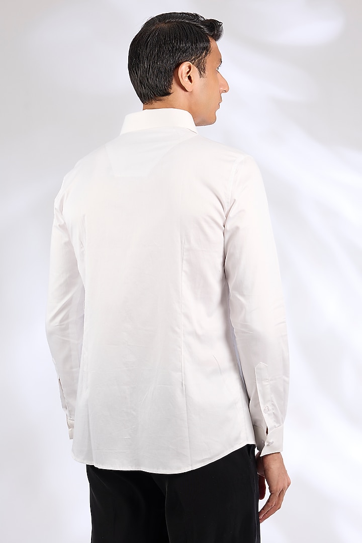 White Cotton Motif Party Wear Shirt by SEVENDC MEN at Pernia's Pop Up Shop