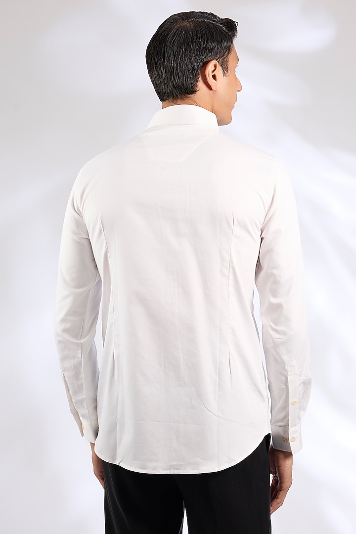 White Cotton Embroidered Party Wear Shirt by SEVENDC MEN at Pernia's Pop Up Shop