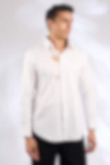 White Cotton Animal Motif Shirt by SEVENDC MEN