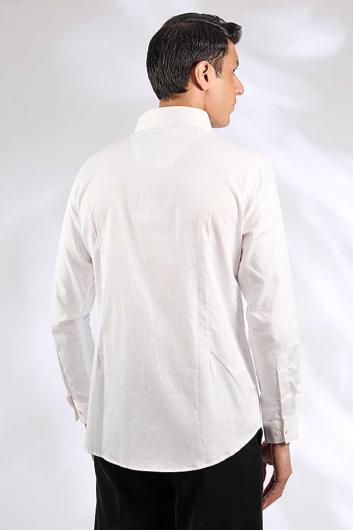 White Cotton Animal Motif Party Wear Shirt by SEVENDC MEN at Pernia's Pop Up Shop