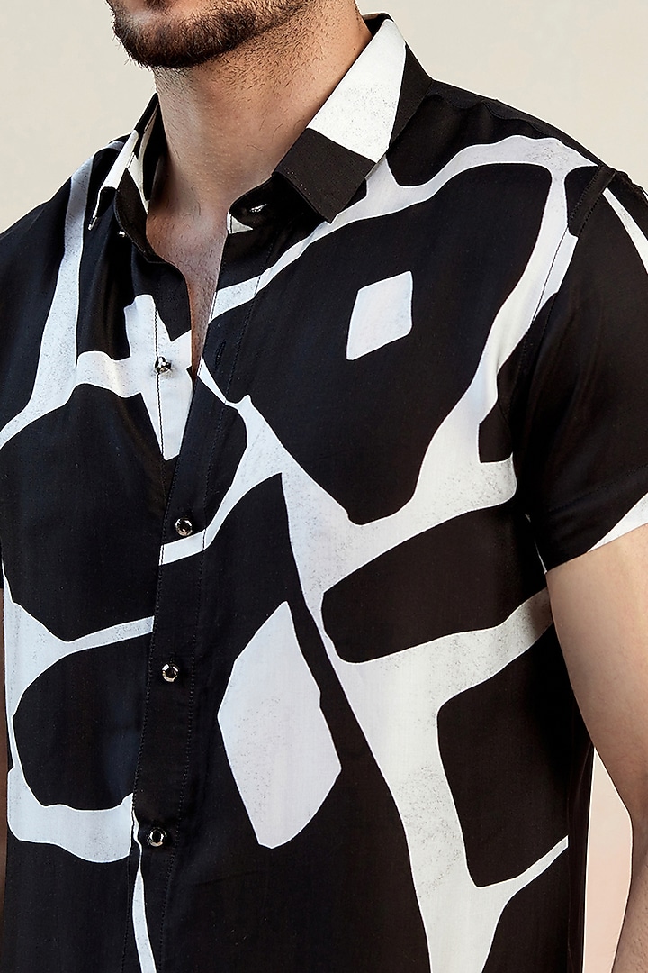 Black Printed Summer Shirt by SEVENDC MEN at Pernia's Pop Up Shop