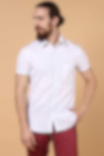 White Cotton Linen Party Wear Shirt by SEVENDC MEN at Pernia's Pop Up Shop