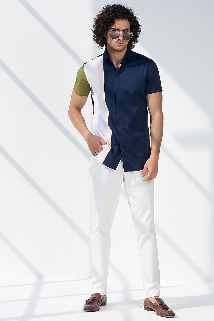 Multi-Coloured Cotton Shirt by SEVENDC MEN