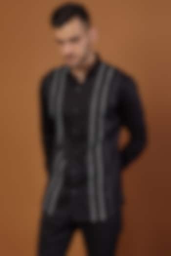 Black Cotton Party Wear Shirt by SEVENDC MEN at Pernia's Pop Up Shop