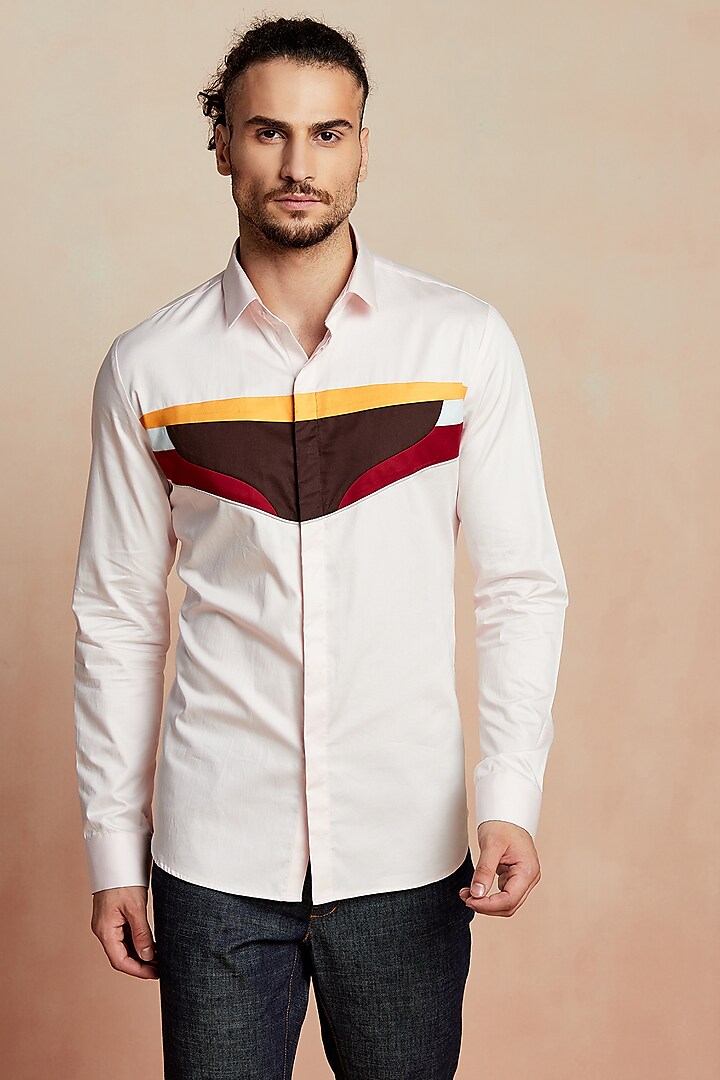 Pink Cotton Shirt by SEVENDC MEN