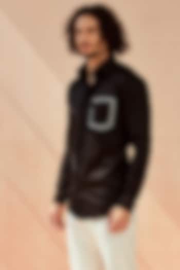 Black Embroidered Party Wear Shirt by SEVENDC MEN at Pernia's Pop Up Shop