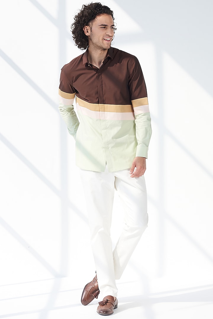 Multi-Coloured Cotton Shirt by SEVENDC MEN
