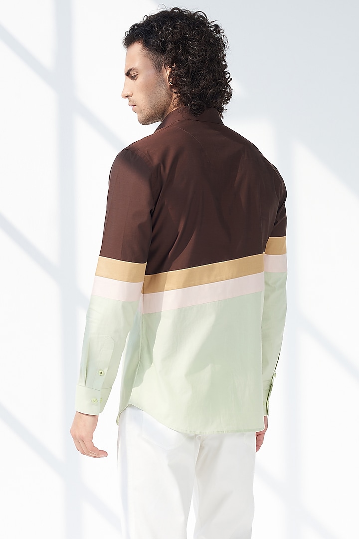 Multi-Colored Cotton Color-Blocked Summer Shirt by SEVENDC MEN at Pernia's Pop Up Shop