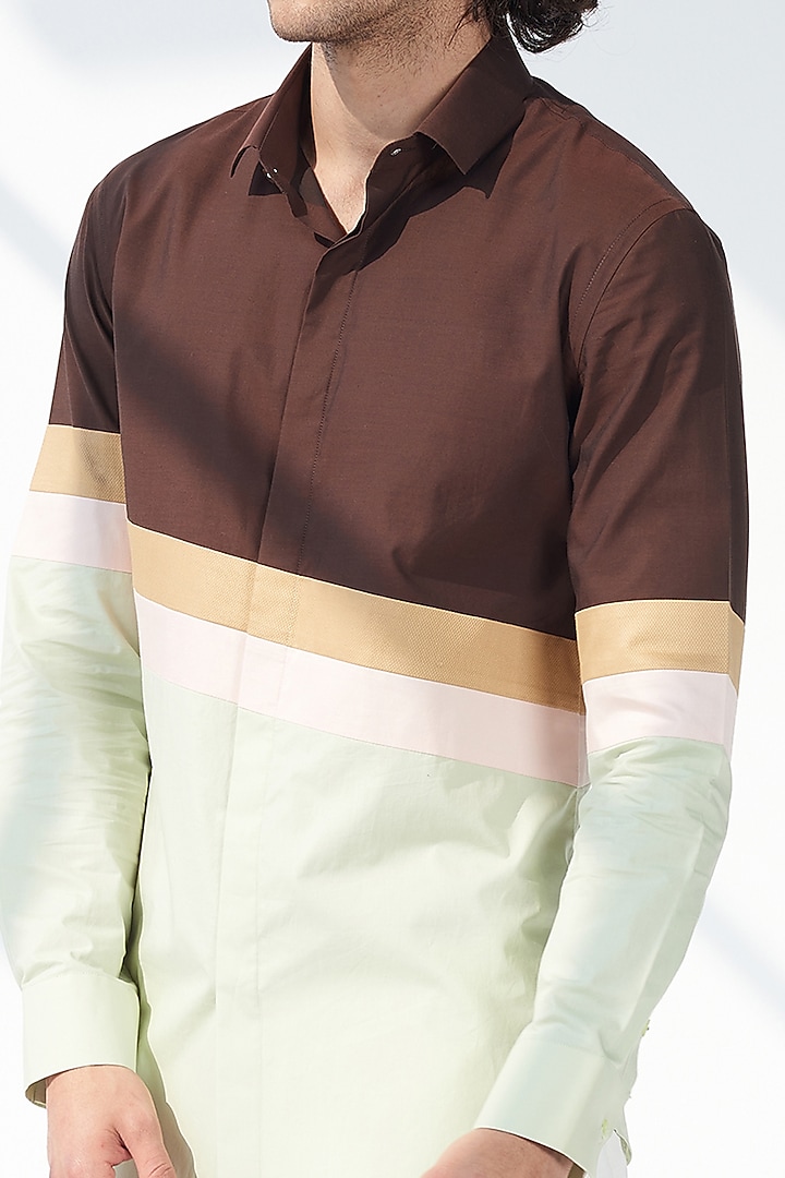 Multi-Colored Cotton Color-Blocked Summer Shirt by SEVENDC MEN at Pernia's Pop Up Shop