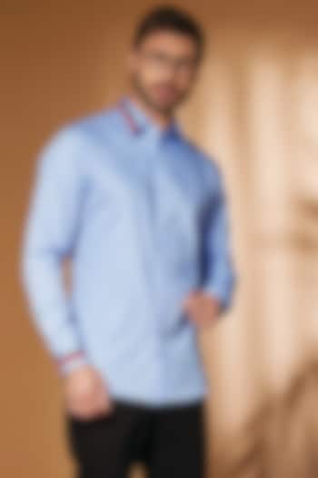 Blue Cotton Summer party Shirt by SEVENDC MEN at Pernia's Pop Up Shop