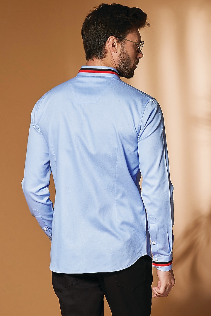 Blue Cotton Summer Shirt by SEVENDC MEN at Pernia's Pop Up Shop