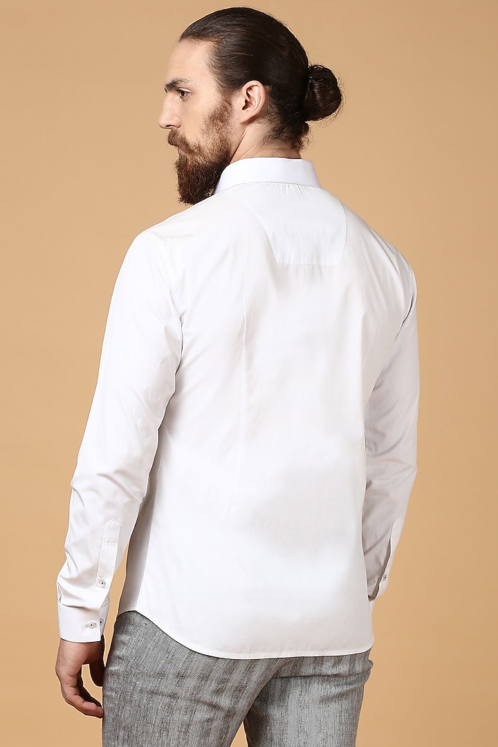 White Embroidered Party Wear Shirt by SEVENDC MEN at Pernia's Pop Up Shop