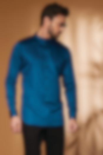 Teal Cotton Summer Shirt by SEVENDC MEN at Pernia's Pop Up Shop