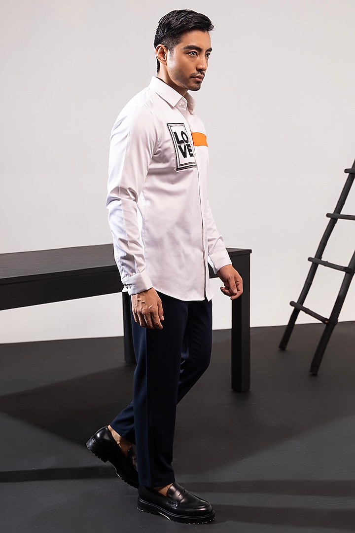 White Cotton Party Wear Shirt by SEVENDC MEN at Pernia's Pop Up Shop