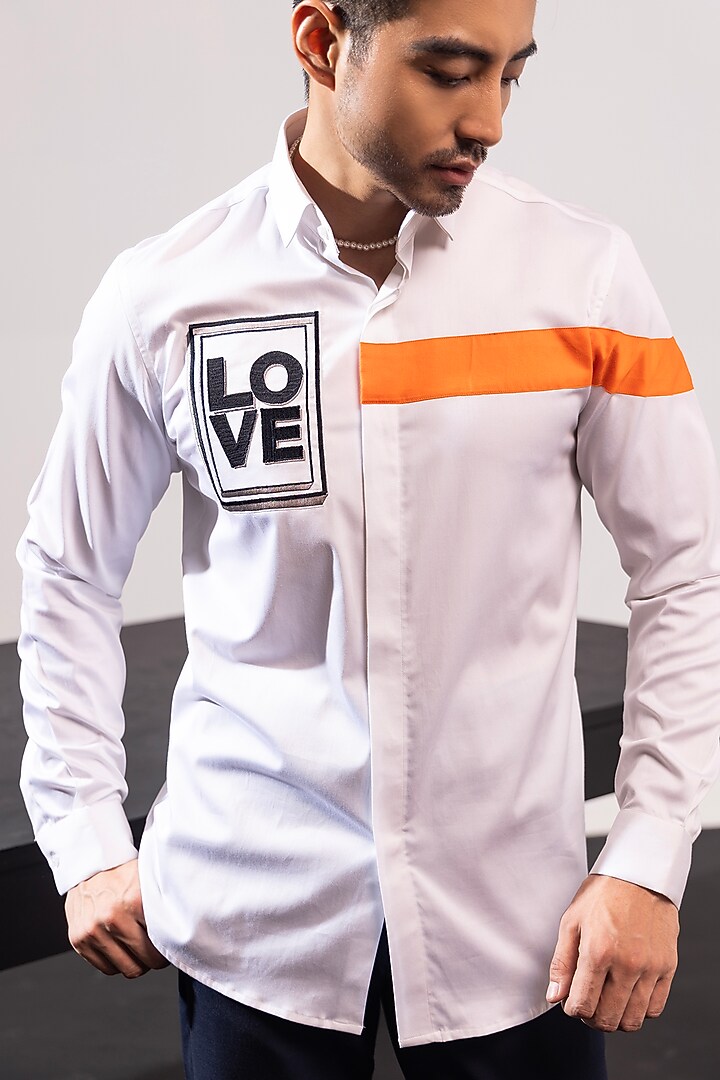White Cotton Party Wear Shirt by SEVENDC MEN at Pernia's Pop Up Shop