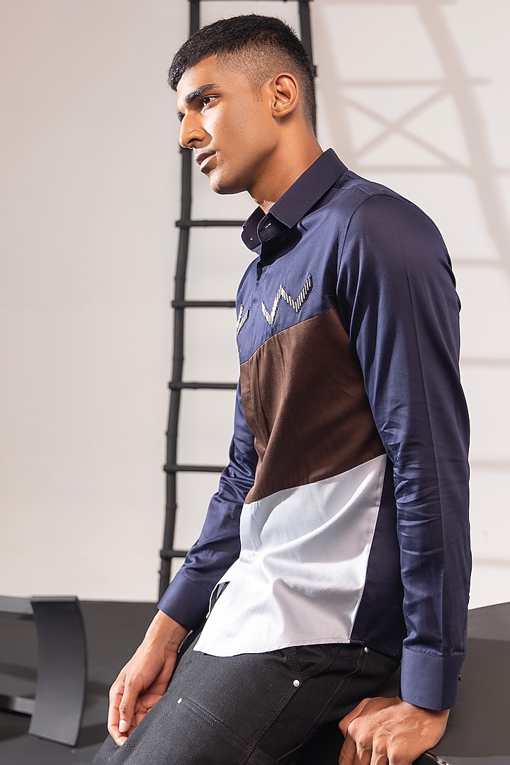 Multi-Colored Cotton Party Wear Shirt by SEVENDC MEN at Pernia's Pop Up Shop