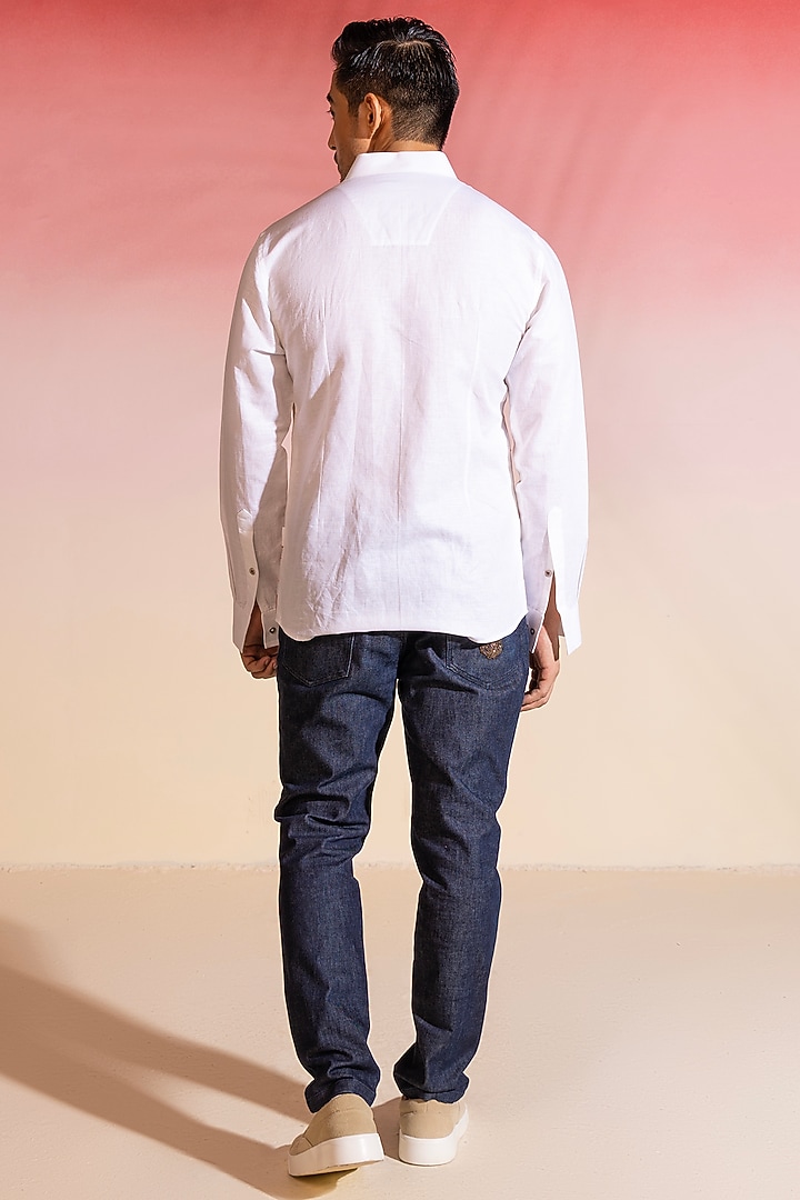 White Cotton Party Wear Shirt by SEVENDC MEN at Pernia's Pop Up Shop