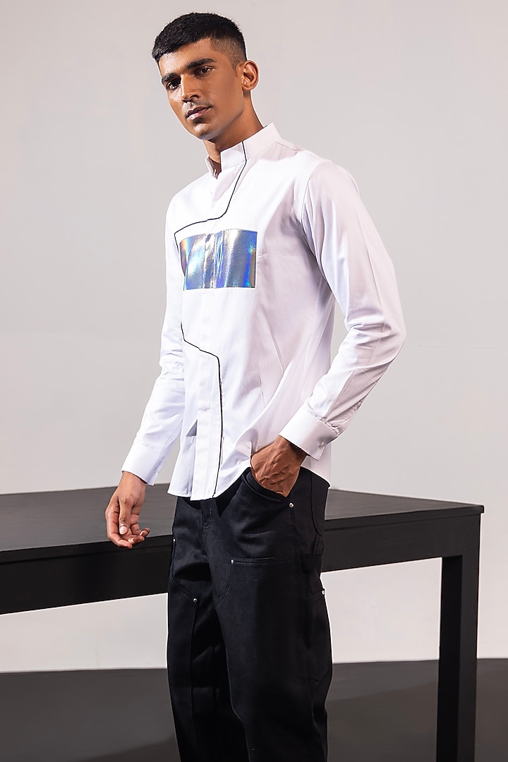 White Cotton Party Wear Shirt by SEVENDC MEN at Pernia's Pop Up Shop
