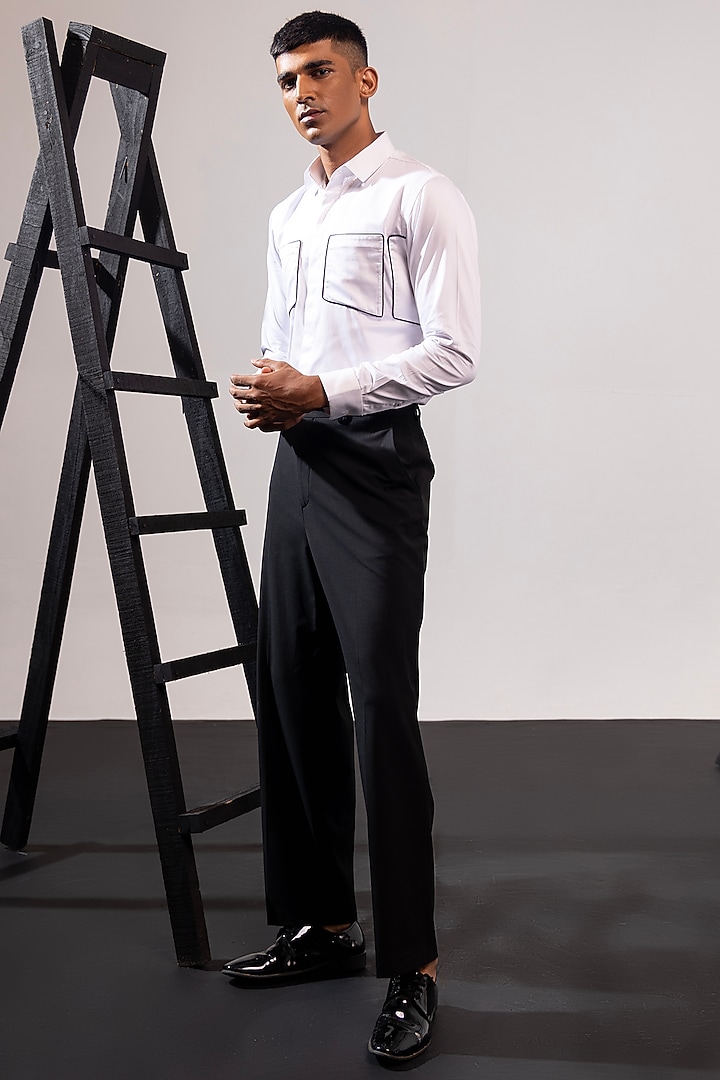 White Cotton Party Wear Shirt by SEVENDC MEN at Pernia's Pop Up Shop