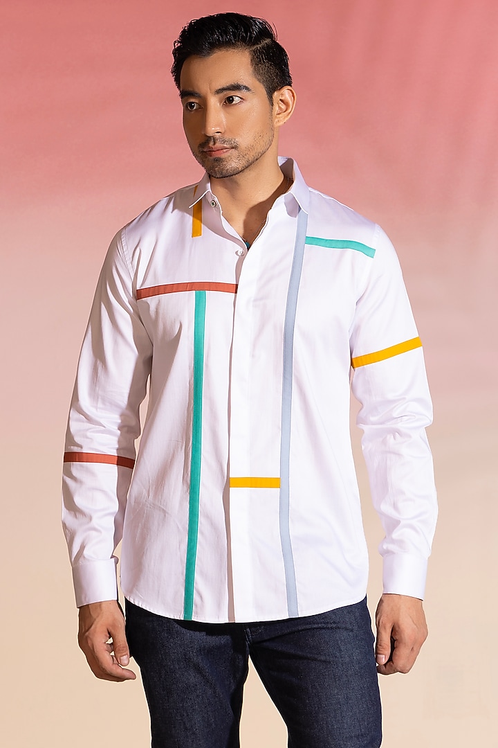 White Cotton Party Wear Shirt by SEVENDC MEN at Pernia's Pop Up Shop