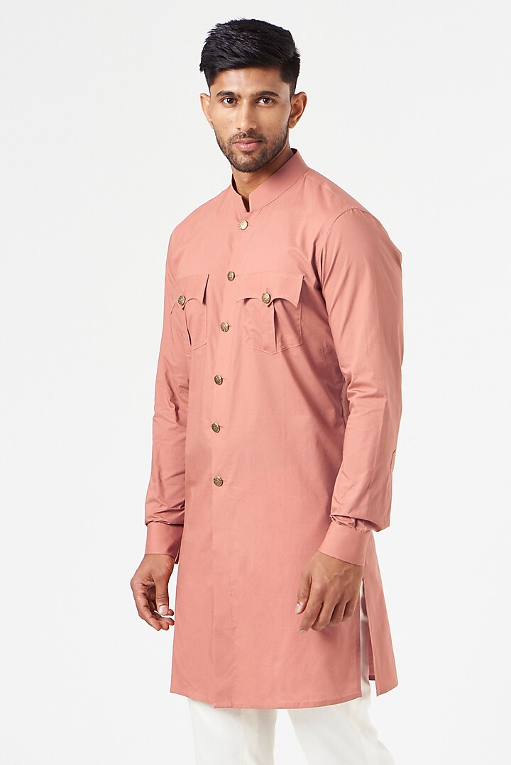 Dusty Pink Cotton Kurta Set by SEVENDC MEN at Pernia's Pop Up Shop