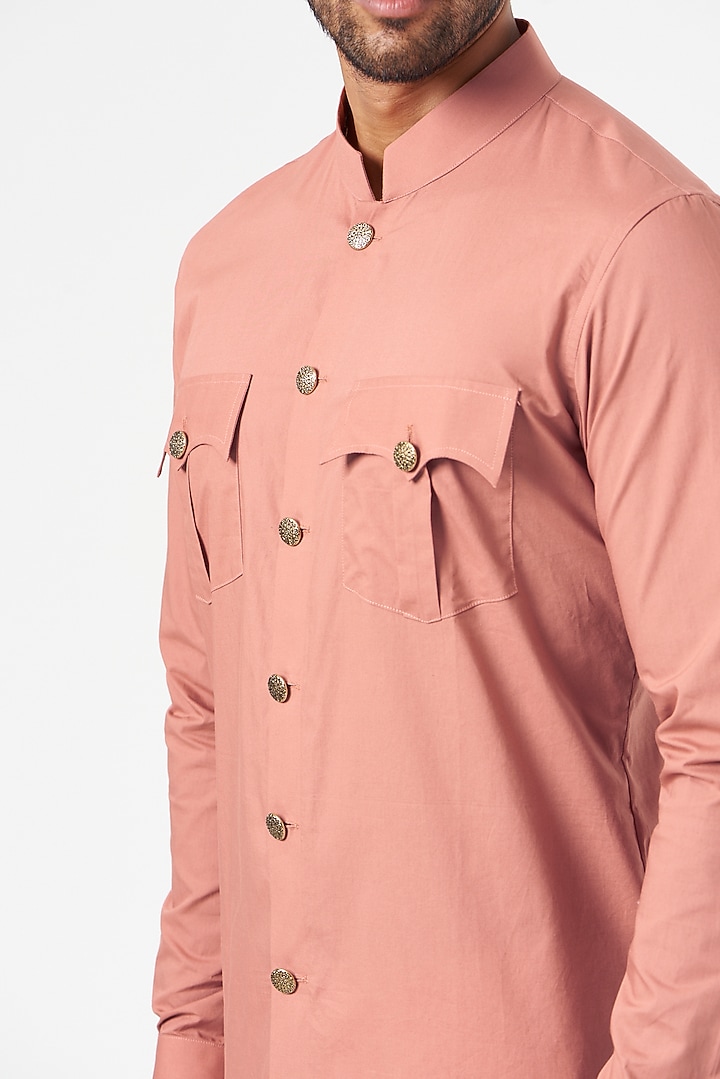 Dusty Pink Cotton Kurta Set by SEVENDC MEN at Pernia's Pop Up Shop