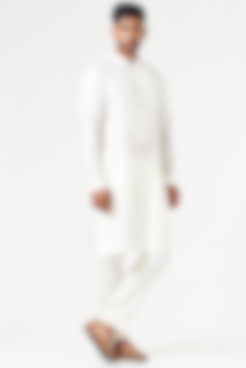 Ivory Mirror Embroidered Kurta Set by SEVENDC MEN at Pernia's Pop Up Shop