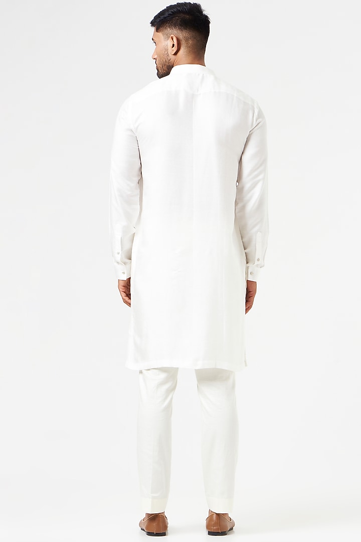 Ivory Mirror Embroidered Kurta Set by SEVENDC MEN at Pernia's Pop Up Shop