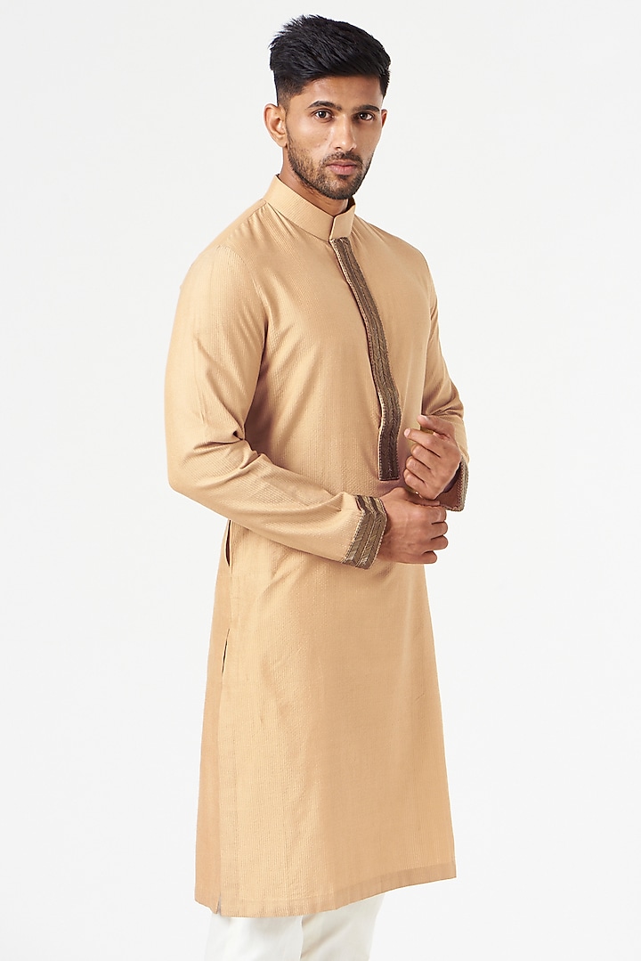 Gold Embroidered Kurta Set by SEVENDC MEN at Pernia's Pop Up Shop