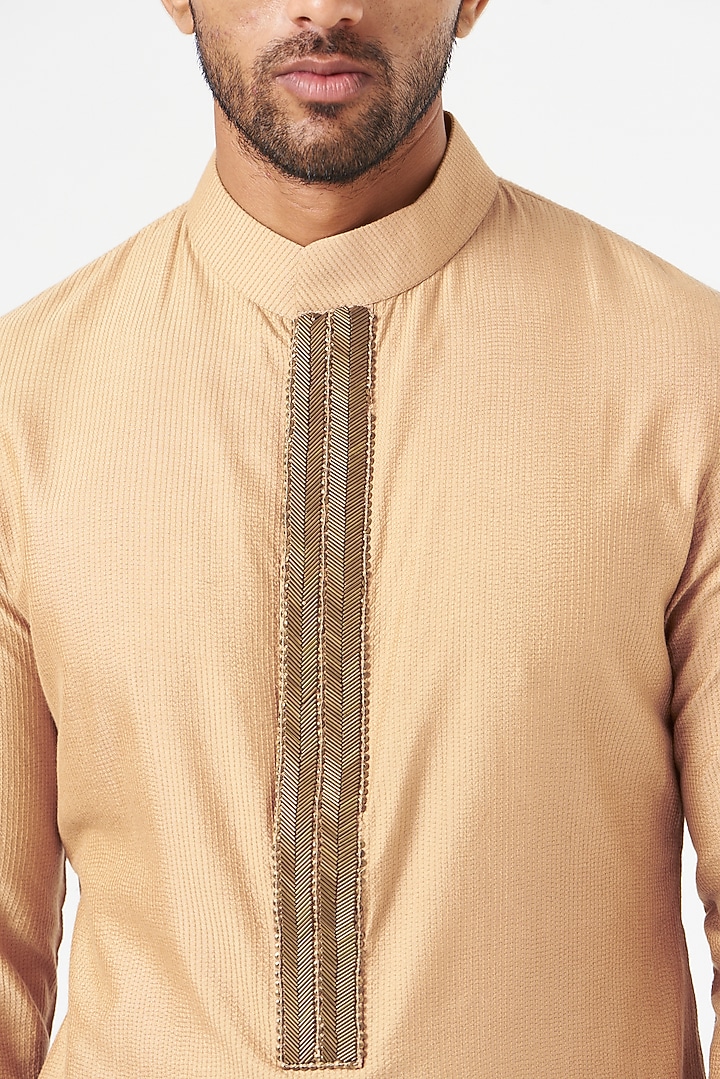 Gold Embroidered Kurta Set by SEVENDC MEN at Pernia's Pop Up Shop