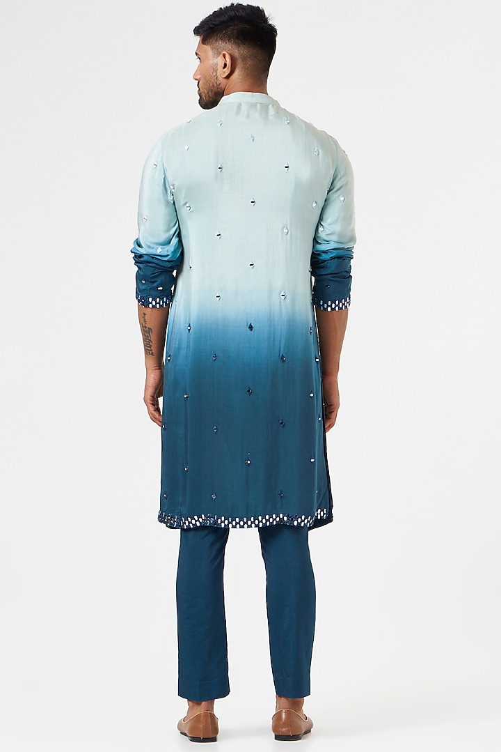 Blue Embroidered Kurta Set by SEVENDC MEN at Pernia's Pop Up Shop