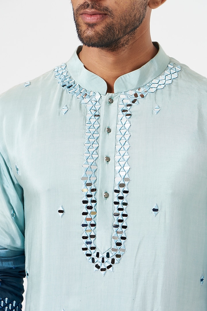 Blue Embroidered Kurta Set by SEVENDC MEN at Pernia's Pop Up Shop