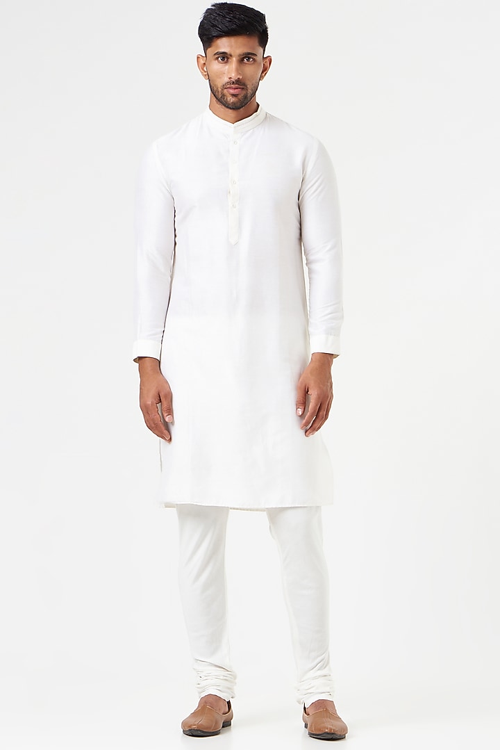 Ivory Cotton Silk Kurta Set by SEVENDC MEN at Pernia's Pop Up Shop