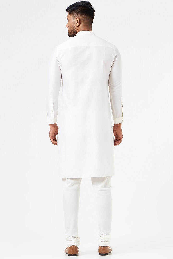 Ivory Cotton Silk Kurta Set by SEVENDC MEN at Pernia's Pop Up Shop