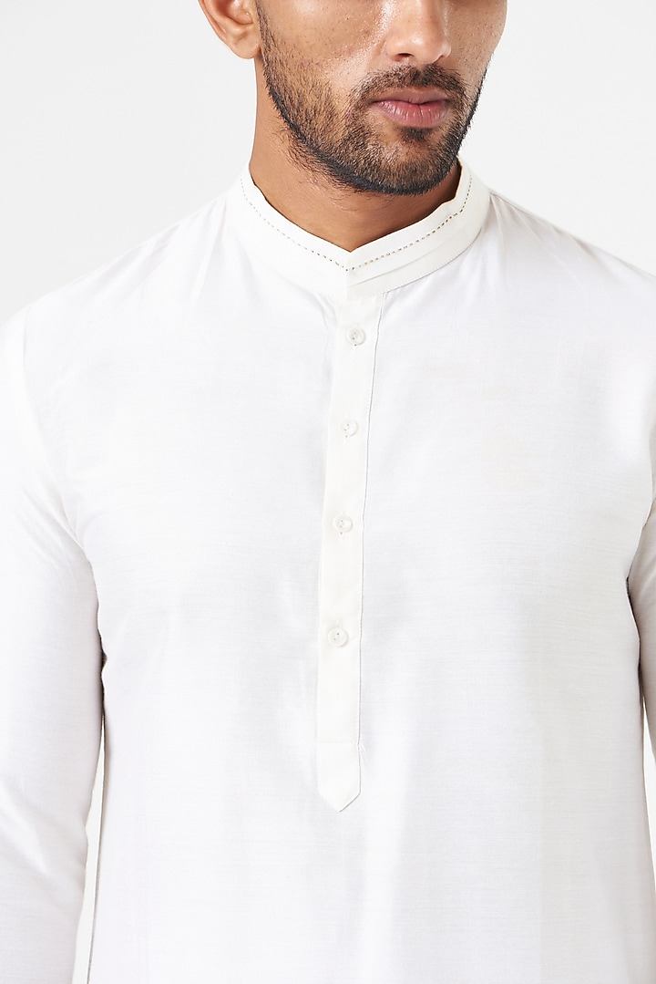 Ivory Cotton Silk Kurta Set by SEVENDC MEN at Pernia's Pop Up Shop