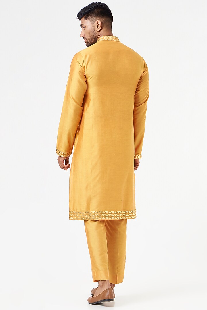 Fire Orange Cotton Silk Kurta Set by SEVENDC MEN at Pernia's Pop Up Shop