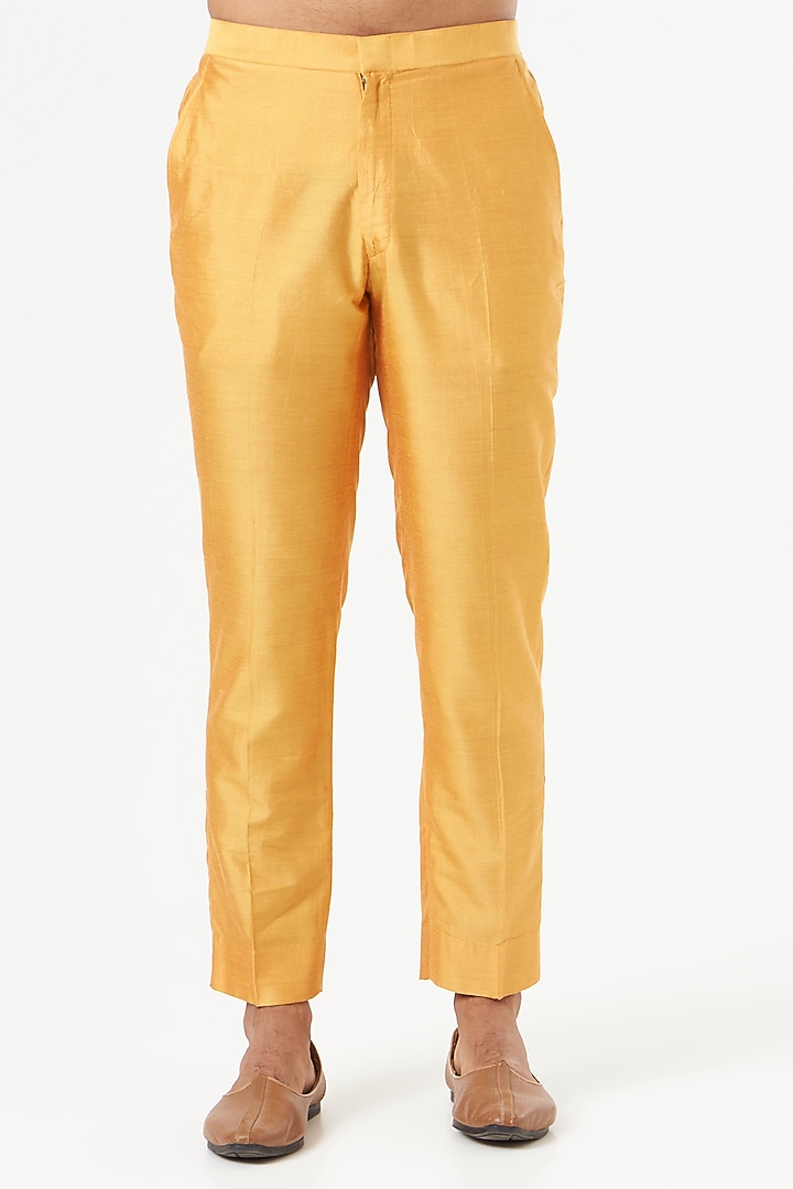 Fire Orange Cotton Silk Kurta Set by SEVENDC MEN at Pernia's Pop Up Shop