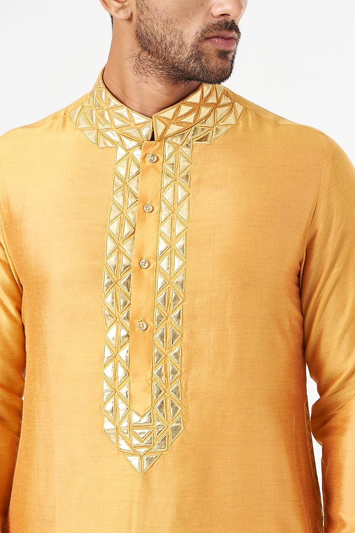 Fire Orange Cotton Silk Kurta Set by SEVENDC MEN at Pernia's Pop Up Shop